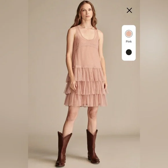 Lucky Brand Sleeveless Mini Ruffle Dress in Dusty Pink - Picture 5 of 6